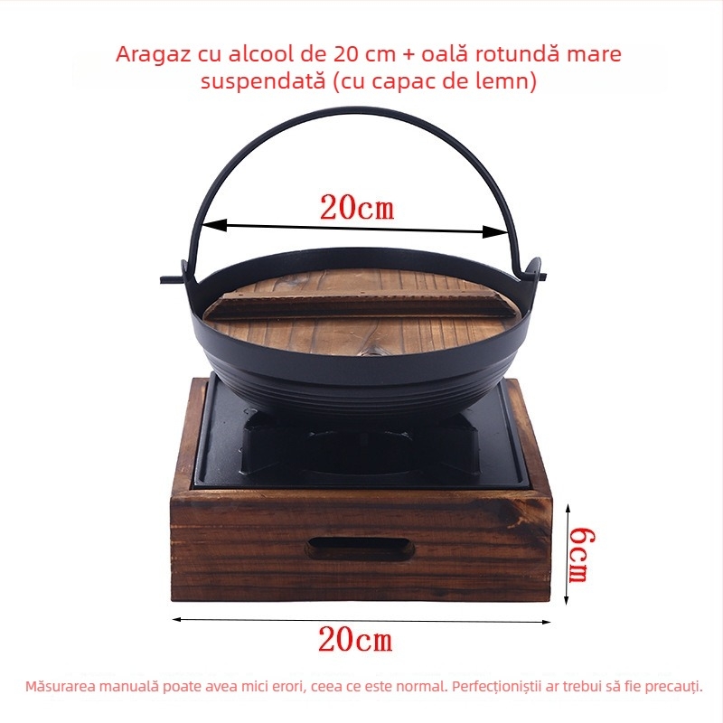 Oală Sukiyaki în stil japonez cu grătar pe cărbune, oală suspendată, sobă cu alcool pentru o persoană, set casnic de patru piese, mică oală pentru mâncare fierbinte
