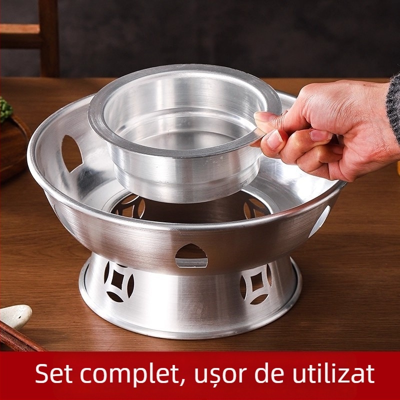 Oală de hot pot mini cu arzător cu alcool — oală din aluminiu pentru hot pot, capacitate 2,1–4 L