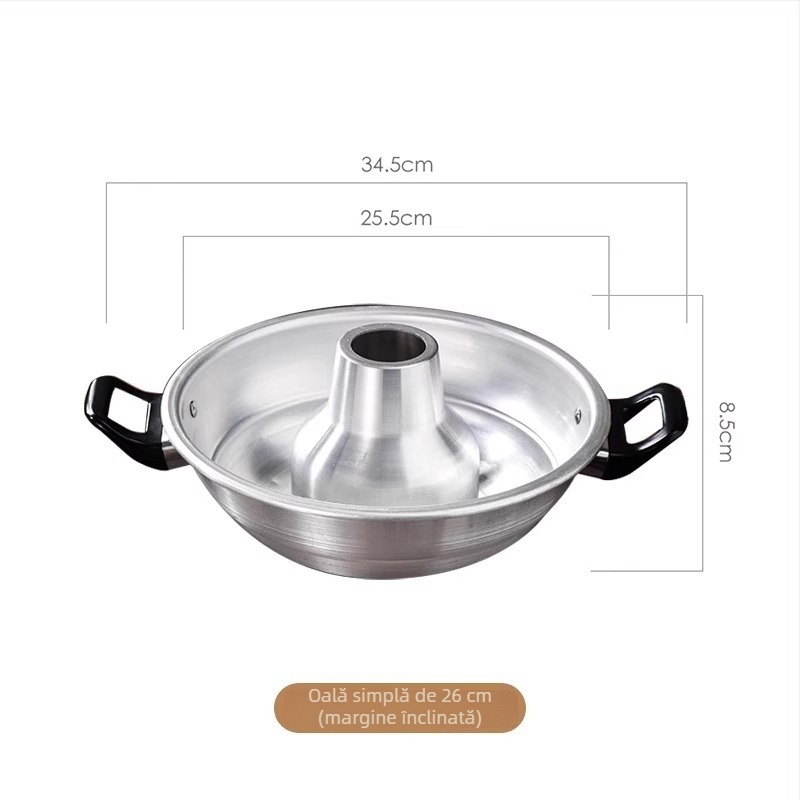 Oală de hot pot mini cu arzător cu alcool — oală din aluminiu pentru hot pot, capacitate 2,1–4 L
