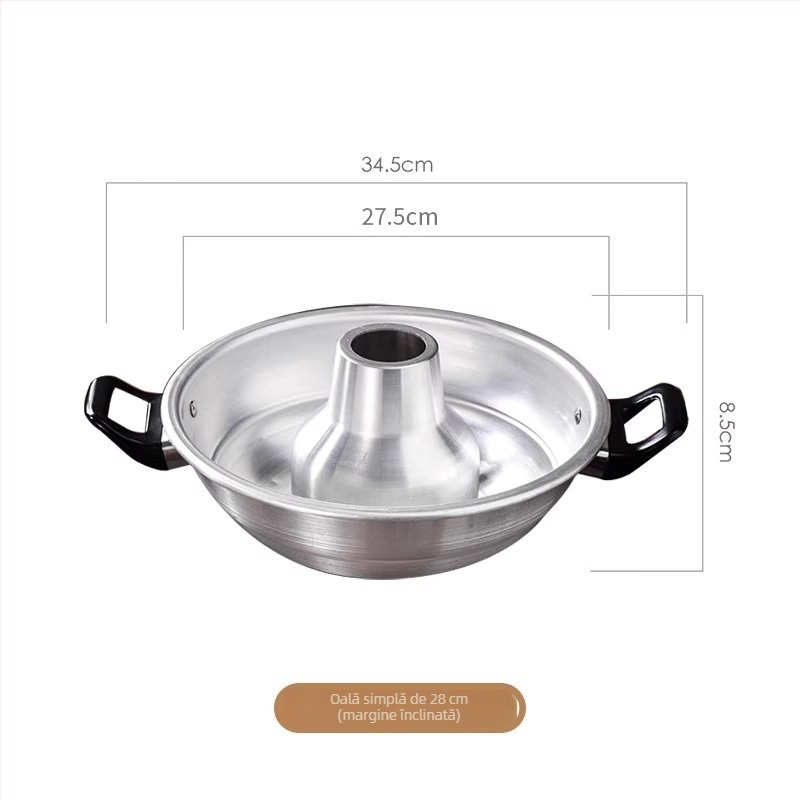 Oală de hot pot mini cu arzător cu alcool — oală din aluminiu pentru hot pot, capacitate 2,1–4 L