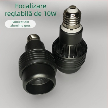 Kit de carcasă pentru reflector PAR20, LED 10W, cu corp din aluminiu, finisaj negru-gri, inel de focalizare, fascicul 15–60°