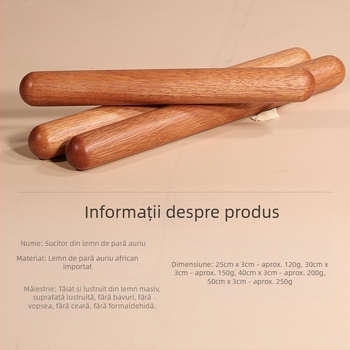 Rulou din lemn natural din lemn roz-auriu, pentru uz casnic, lemn masiv, ne-lăcuit, inodor, neted, antiaderent, pentru întins aluat de dumplings și prăjituri