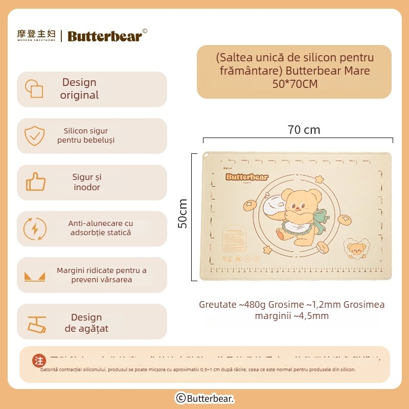 Modern Housewife & Butter Bear Rolă din lemn pentru aluat, pentru uz casnic, de calitate alimentară, foi de găluște