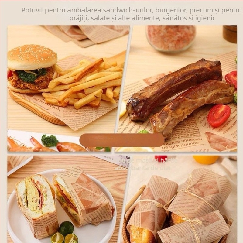 Hârtie anti-grăsime pentru gătit – hârtie de copt absorbantă, potrivită pentru cartofi prăjiți, burgeri și pâine