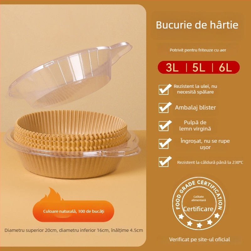 Hârtie pentru air fryer, absorbantă de ulei, cu acoperire din silicon pentru coacere