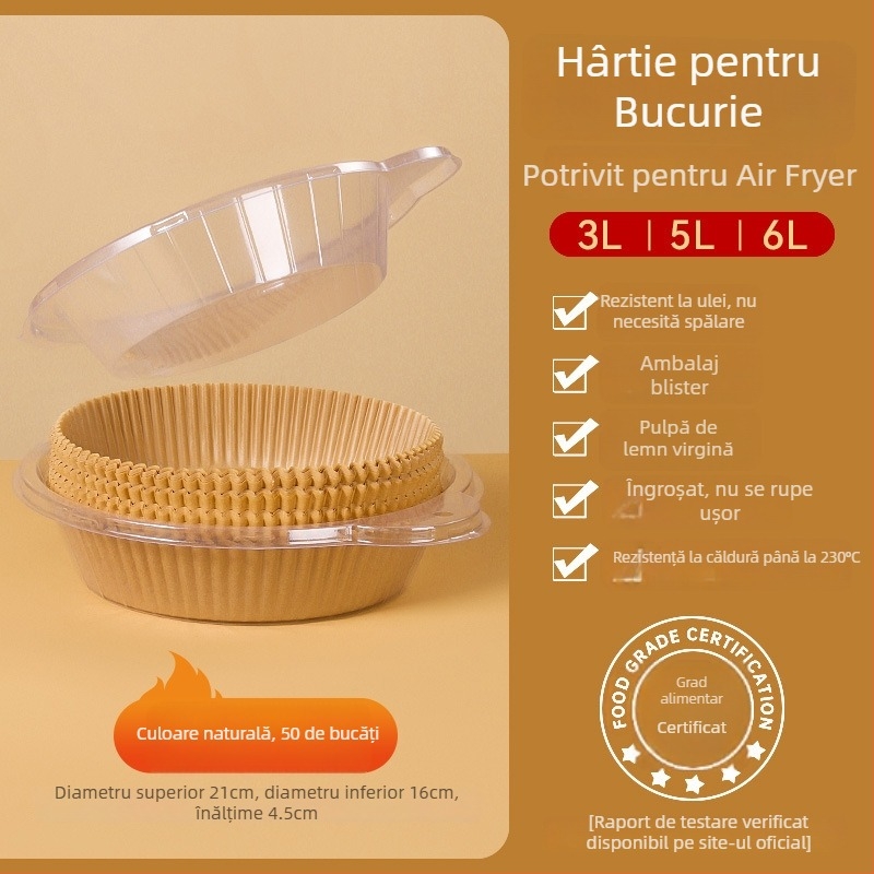 Hârtie pentru air fryer, absorbantă de ulei, cu acoperire din silicon pentru coacere