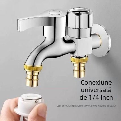 Robinet din ABS plastic antifrânare pentru mașina de spălat, cu o intrare și două ieșiri, conector cu trei căi pentru uz casnic