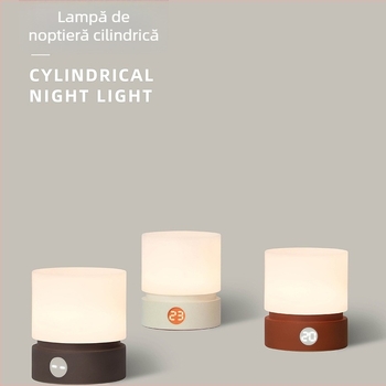 HBK lampă cilindrică LED cu baterie, lampă de noapte pentru noptieră, control tactil infinit și iluminare ambientală