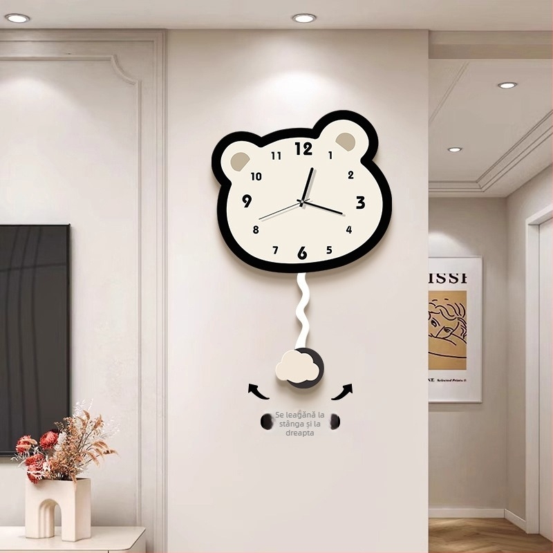 Ceas de perete în nuanțe crem, design modern minimalist pentru sufragerie, dormitor sau birou