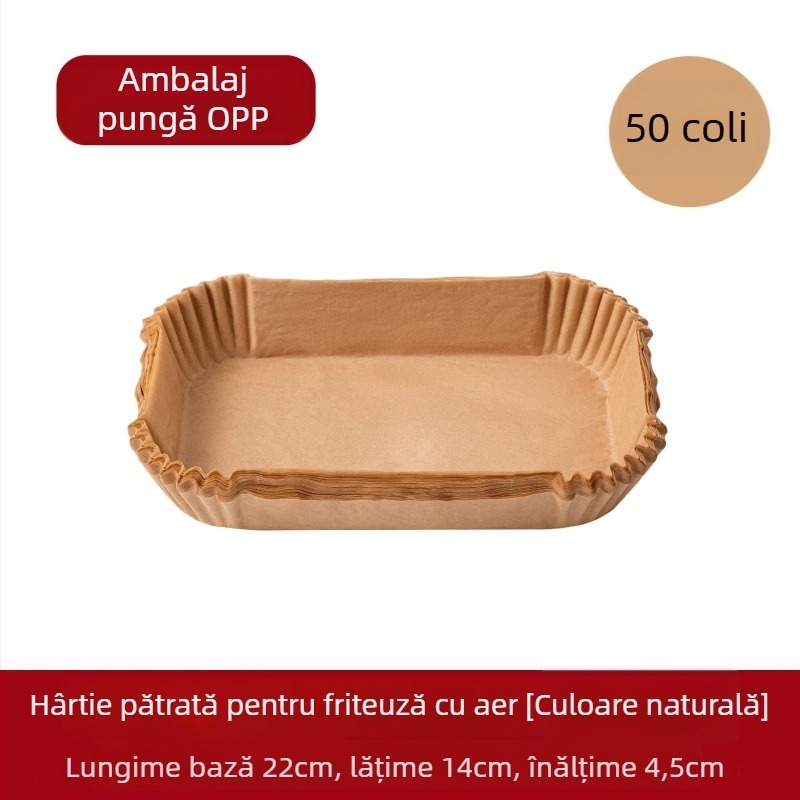 Căni de hârtie dreptunghiulare pentru air fryer, de unică folosință, hârtie de copt cu acoperire din silicon alimentar