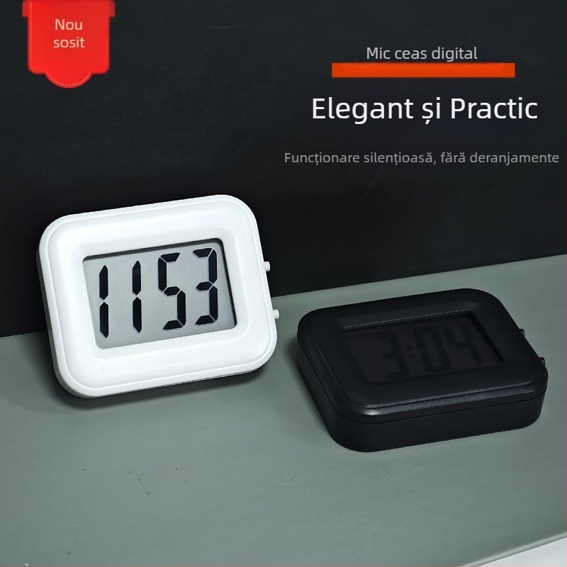 Ceas digital mic pătrat pentru copii, ceas de birou simplu cu calendar și afișaj al lunii, silențios, alimentat cu baterie