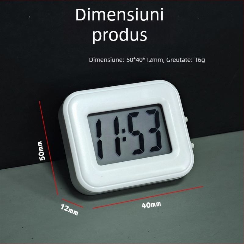 Ceas digital mic pătrat pentru copii, ceas de birou simplu cu calendar și afișaj al lunii, silențios, alimentat cu baterie