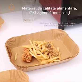 Hârtie de copt cu acoperire din silicon pentru friteuza cu aer, hârtie de bucătărie de calitate alimentară, absorbantă de grăsimi, antiaderent, foaie dreptunghiulară