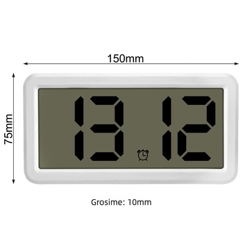 Ceas digital LCD ultra-ușor cu ecran mare pentru birou și dormitor, silențios, alimentat cu baterie, design modern minimalist