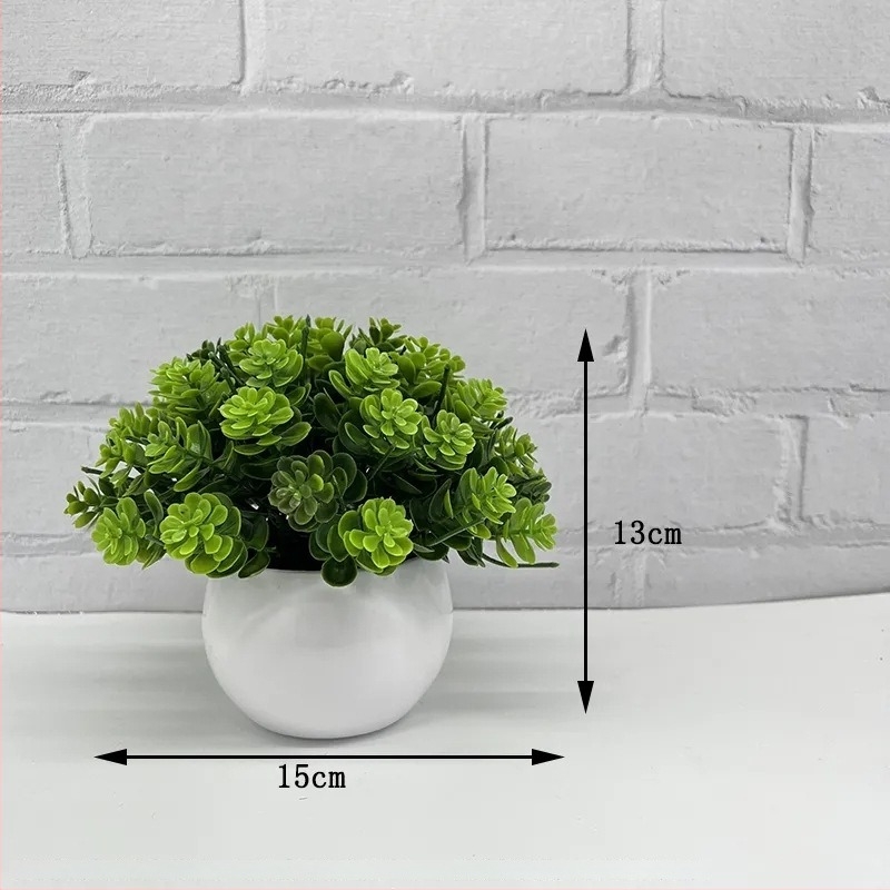 Floare artificială, plantă mică în ghiveci – decor de birou și living, bonsai.