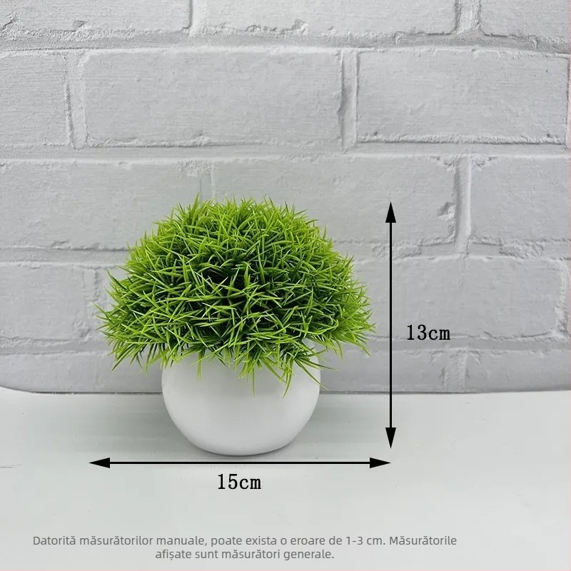 Floare artificială, plantă mică în ghiveci – decor de birou și living, bonsai.