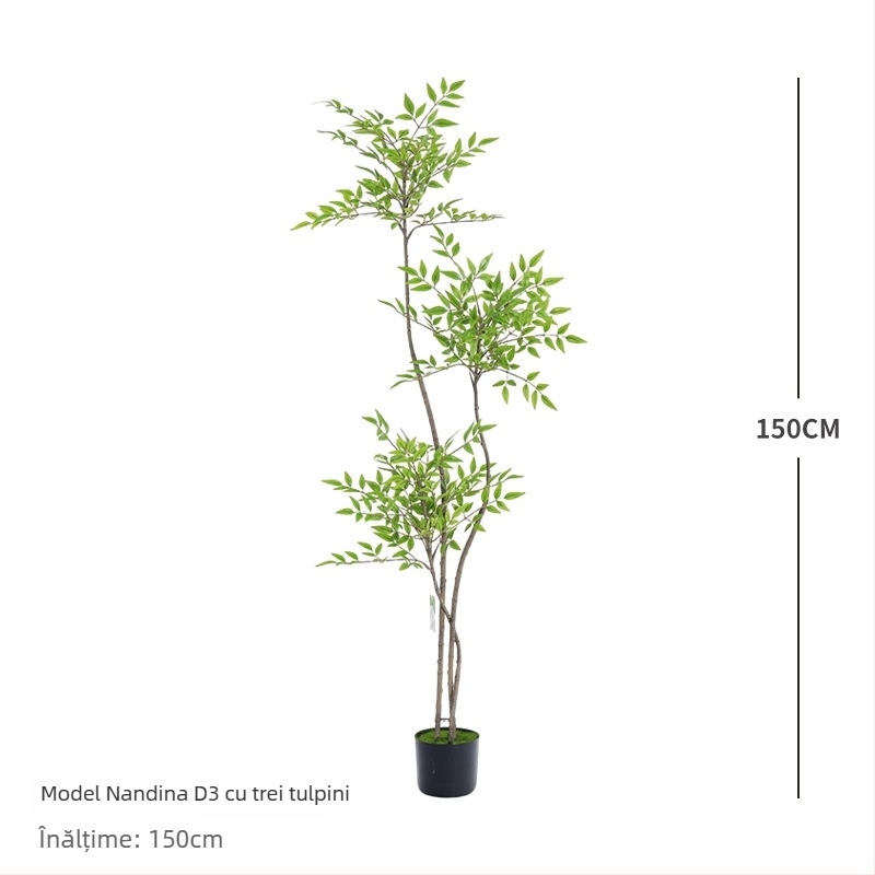 Plantă artificială mare pentru decor interior, bonsai nandina în ghiveci, pentru podea, decor pentru casă, hotel și spații comerciale