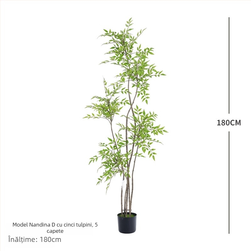 Plantă artificială mare pentru decor interior, bonsai nandina în ghiveci, pentru podea, decor pentru casă, hotel și spații comerciale