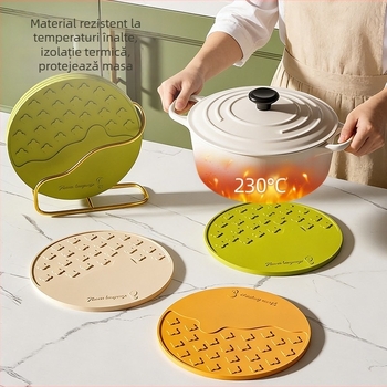 Covoraș din silicon termoizolant, gros pentru masă, protecție împotriva arderii pentru oale, boluri și farfurii