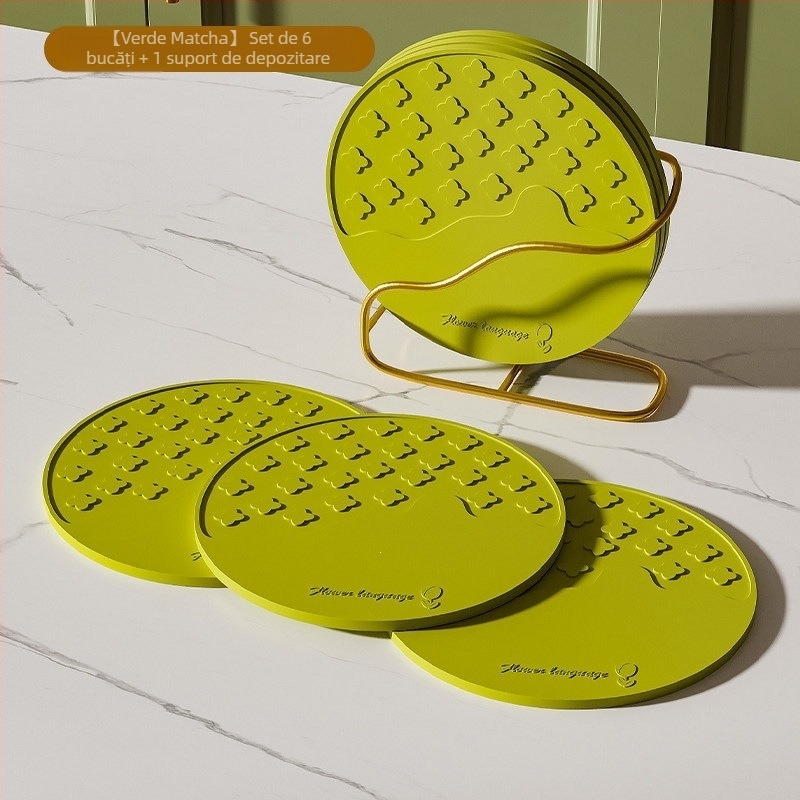 Covoraș din silicon termoizolant, gros pentru masă, protecție împotriva arderii pentru oale, boluri și farfurii