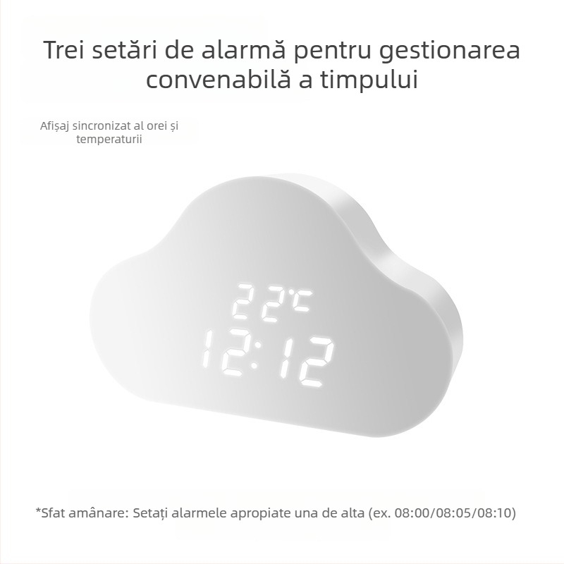 Ceas LED digital inteligent, funcționare silențioasă, iluminare nocturnă, ceas de birou din lemn cu afișaj de timp, design modern minimalist.
