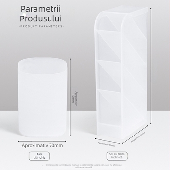 Suport transparent pentru pixuri, cu compartimente multiple, din plastic