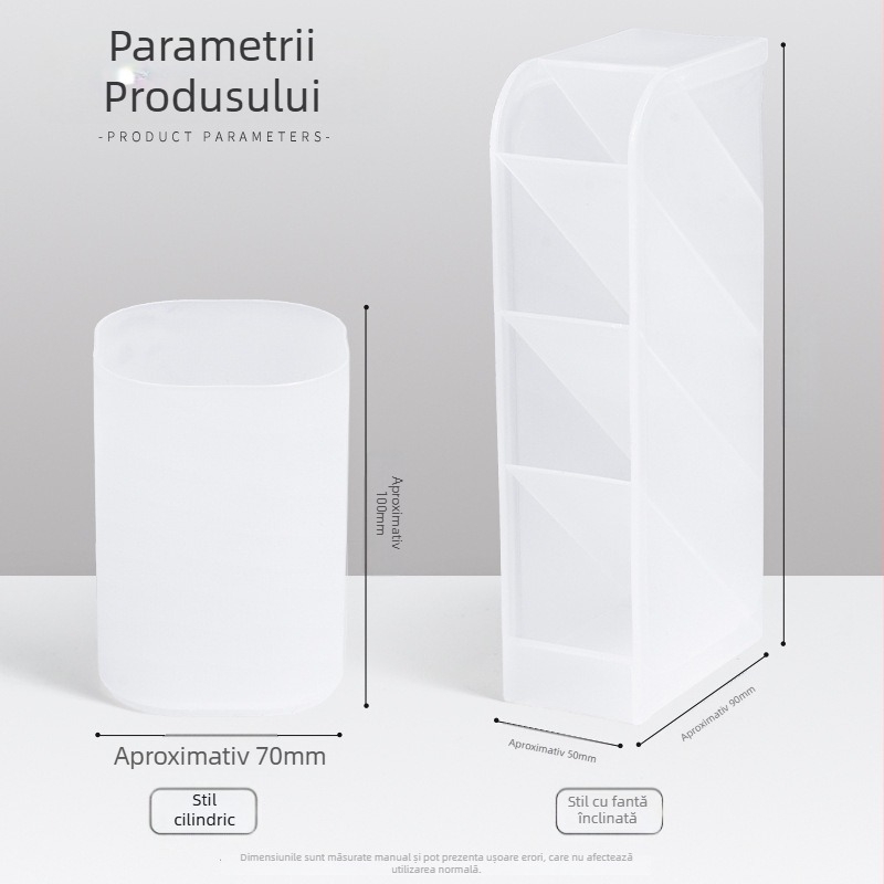 Suport transparent pentru pixuri, cu compartimente multiple, din plastic