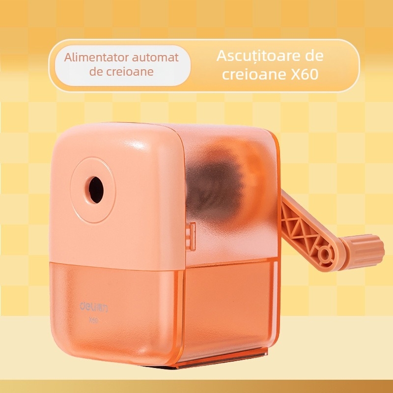 Deli X60 ascuțitoare de creioane manuală pentru copii, durabilă pentru elevi