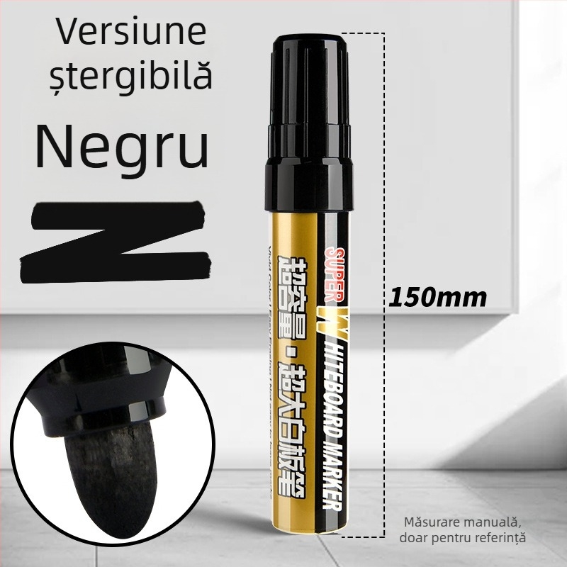 Marker uriaș pentru tablă albă, ștergător, pe bază de apă, negru pentru profesori, non-toxic, roșu pentru copii
