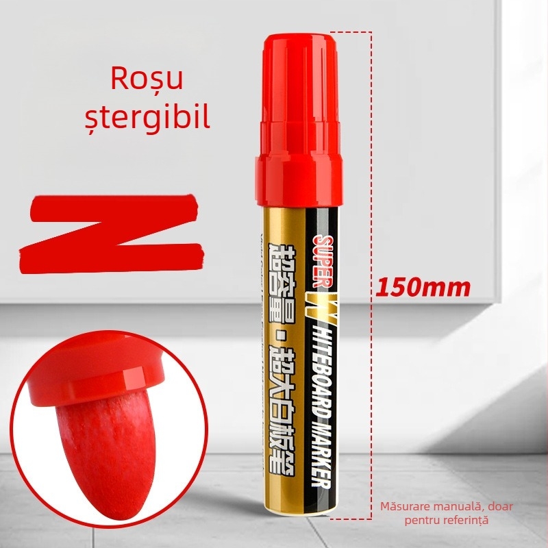 Marker uriaș pentru tablă albă, ștergător, pe bază de apă, negru pentru profesori, non-toxic, roșu pentru copii