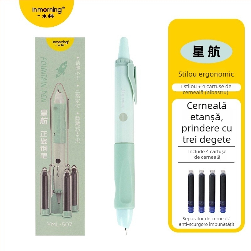 Stilou Yimulin pentru corectarea posturii, design elegant, scriere fluidă, cerneală cu uscare rapidă, mecanism de apăsare, cartușe de cerneală înlocuibile, set stilou