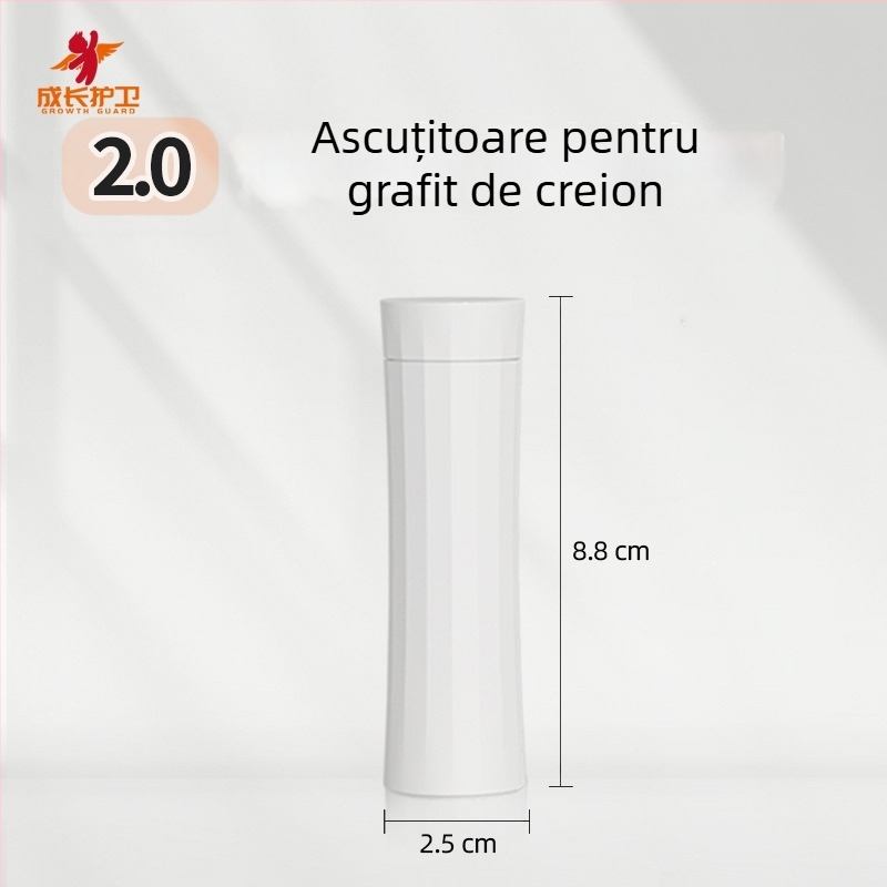 Ascuțitor semi-automat pentru creioane, diametru mare 3.0–3.15 mm, mic, portabil, păstrează mâinile curate.