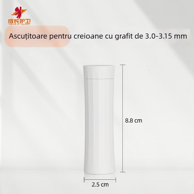 Ascuțitor semi-automat pentru creioane, diametru mare 3.0–3.15 mm, mic, portabil, păstrează mâinile curate.