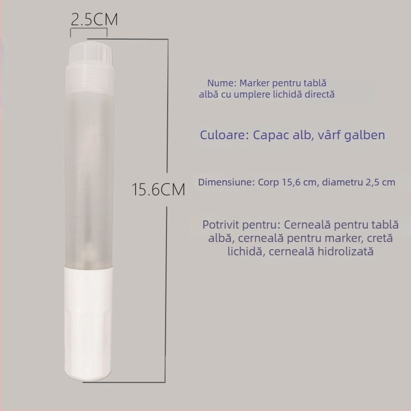 Marker pentru tablă albă, 30 ml, gol, cu linie groasă, capacitate mare, profesional pentru profesori, reîncărcabil, pentru predare, 20 ml marker pentru tablă albă