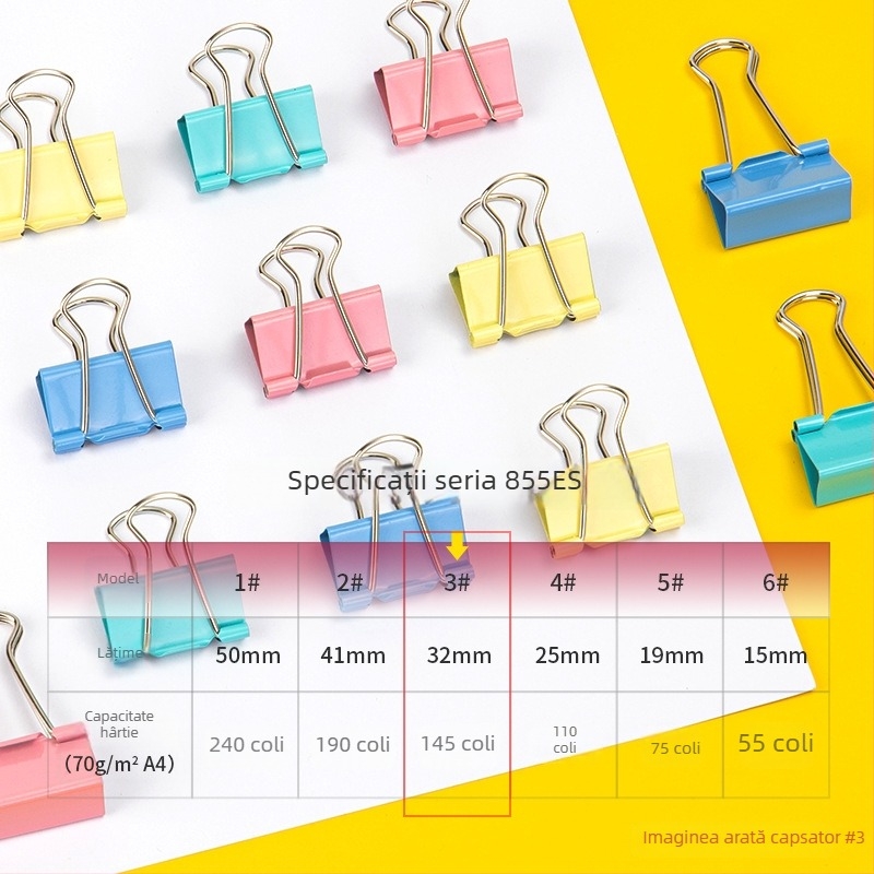 Cleme colorate pentru coadă lungă, 32 mm, cleme cu coadă de pește 3#, cleme Swallowtail, cleme pentru bilete, 24 de bucăți