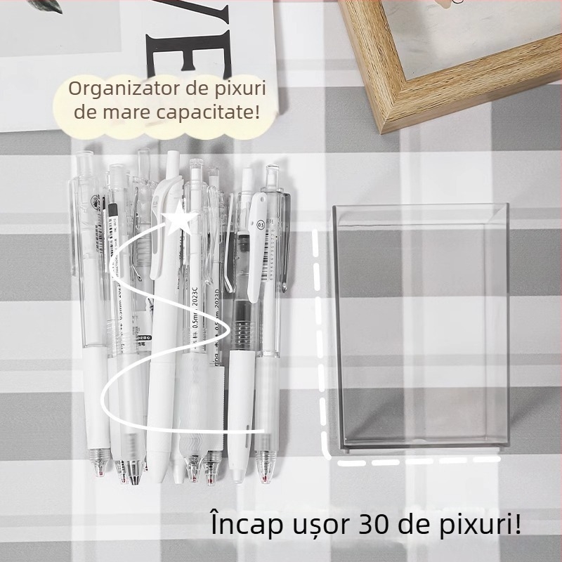 Suport rotativ pentru pixuri, capacitate mare – organizator multifuncțional pentru birou, spațiu de depozitare pentru rechizite, pentru elevi