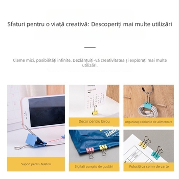 Cleme colorate pentru documente, în dimensiuni mari, medii și mici — cleme metalice pentru documente, pachet mixt pentru fixarea documentelor, lucrărilor și cărților