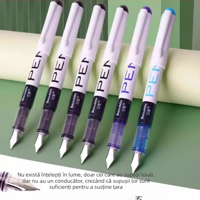 White Snow FP10 stilou cu cerneală lichidă direct, capacitate mare de cerneală, destinat elevilor din clasa a III-a și a IV-a pentru exersarea scrierii