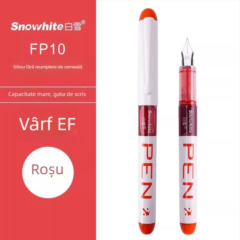 White Snow FP10 stilou cu cerneală lichidă direct, capacitate mare de cerneală, destinat elevilor din clasa a III-a și a IV-a pentru exersarea scrierii