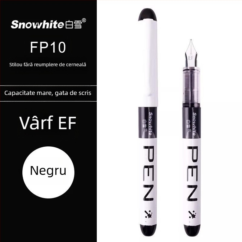 White Snow FP10 stilou cu cerneală lichidă direct, capacitate mare de cerneală, destinat elevilor din clasa a III-a și a IV-a pentru exersarea scrierii