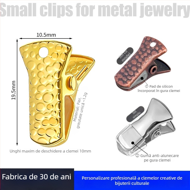 Set de clips metalice aurii: clip mic, clip cu coadă lungă și husă din cauciuc, clip cu gură plată, clip pentru fotografii, clip cu model, clip de tip cioc de rață