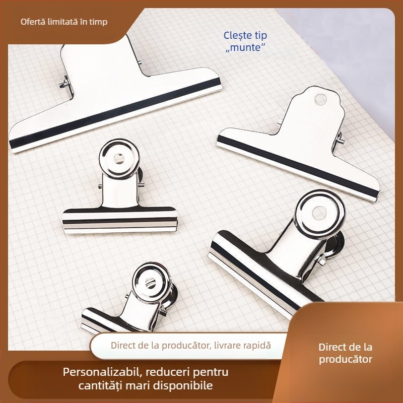 Clip circular din oțel inoxidabil, personalizat, rezistent, în formă de munte, clips metalic pentru chitanțe și papetărie