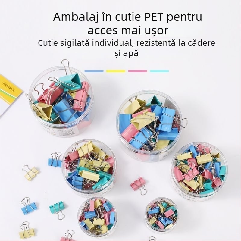 Cleme colorate pentru documente, din metal, pentru birou, pachet en-gros