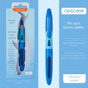 OASO A066 Stilou Delfin cu centru de greutate scăzut pentru elevi din clasa a III-a, prietenos pentru începători, estetică înaltă, corectarea posturii