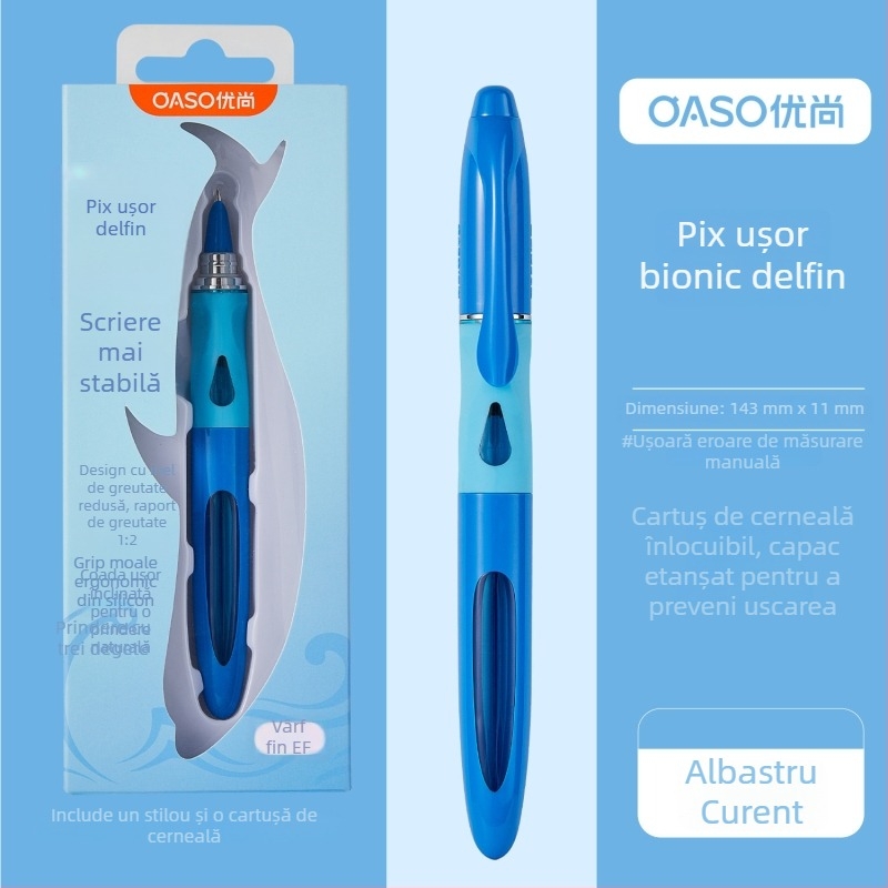 OASO A066 Stilou Delfin cu centru de greutate scăzut pentru elevi din clasa a III-a, prietenos pentru începători, estetică înaltă, corectarea posturii