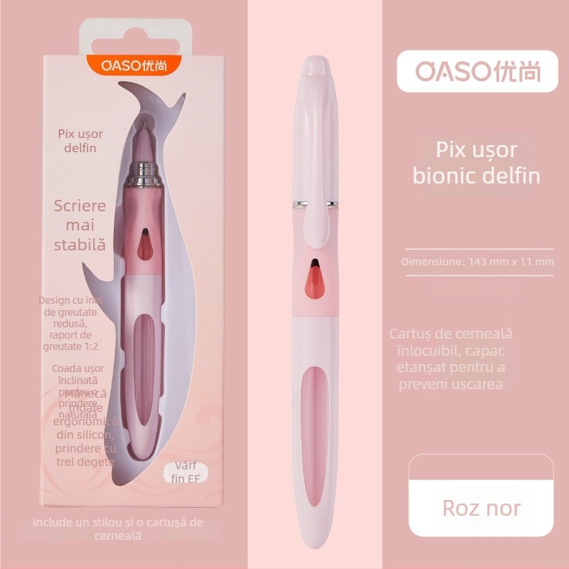 OASO A066 Stilou Delfin cu centru de greutate scăzut pentru elevi din clasa a III-a, prietenos pentru începători, estetică înaltă, corectarea posturii