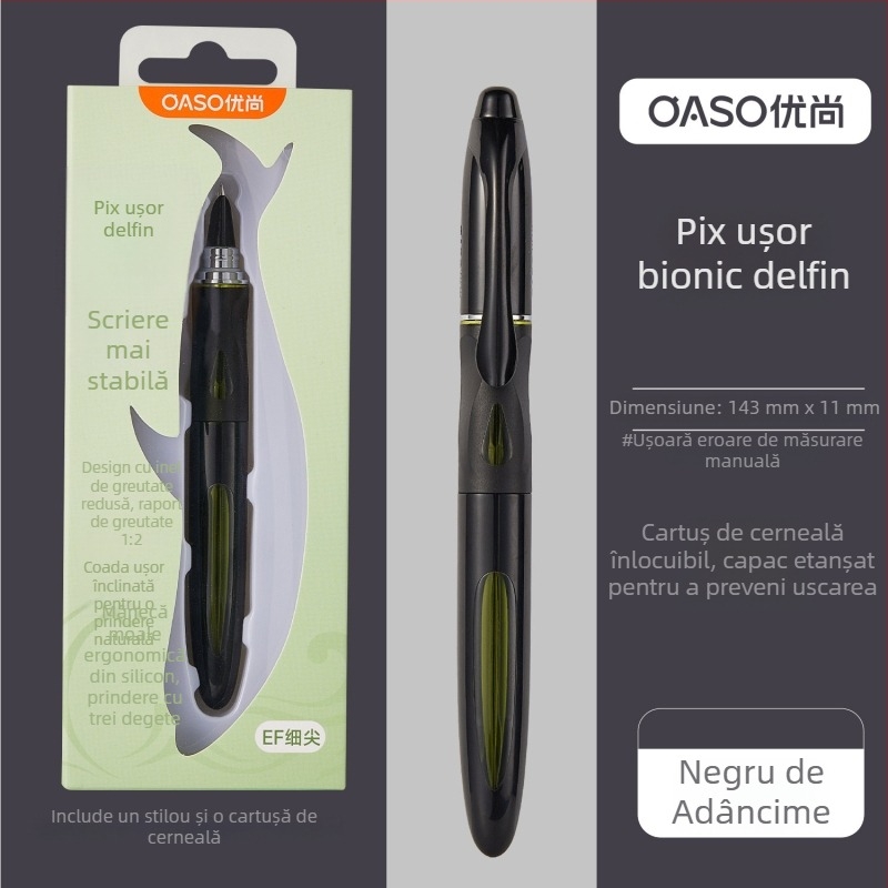 OASO A066 Stilou Delfin cu centru de greutate scăzut pentru elevi din clasa a III-a, prietenos pentru începători, estetică înaltă, corectarea posturii