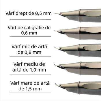 Stilou Aisi, set cadou cu corp metalic, vârf curbat pentru caligrafie, semnătură, cadou de afaceri