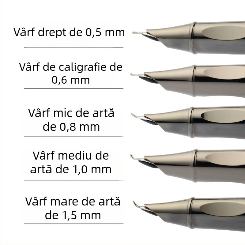 Stilou Aisi, set cadou cu corp metalic, vârf curbat pentru caligrafie, semnătură, cadou de afaceri