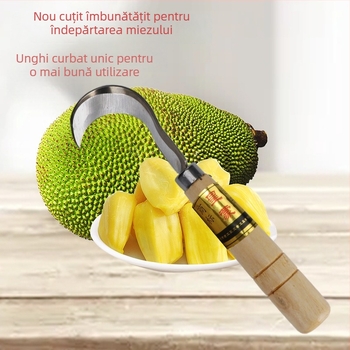 Cuțit pentru îndepărtarea miezului din jackfruit, lamă albă curbată — unealtă pentru fructe